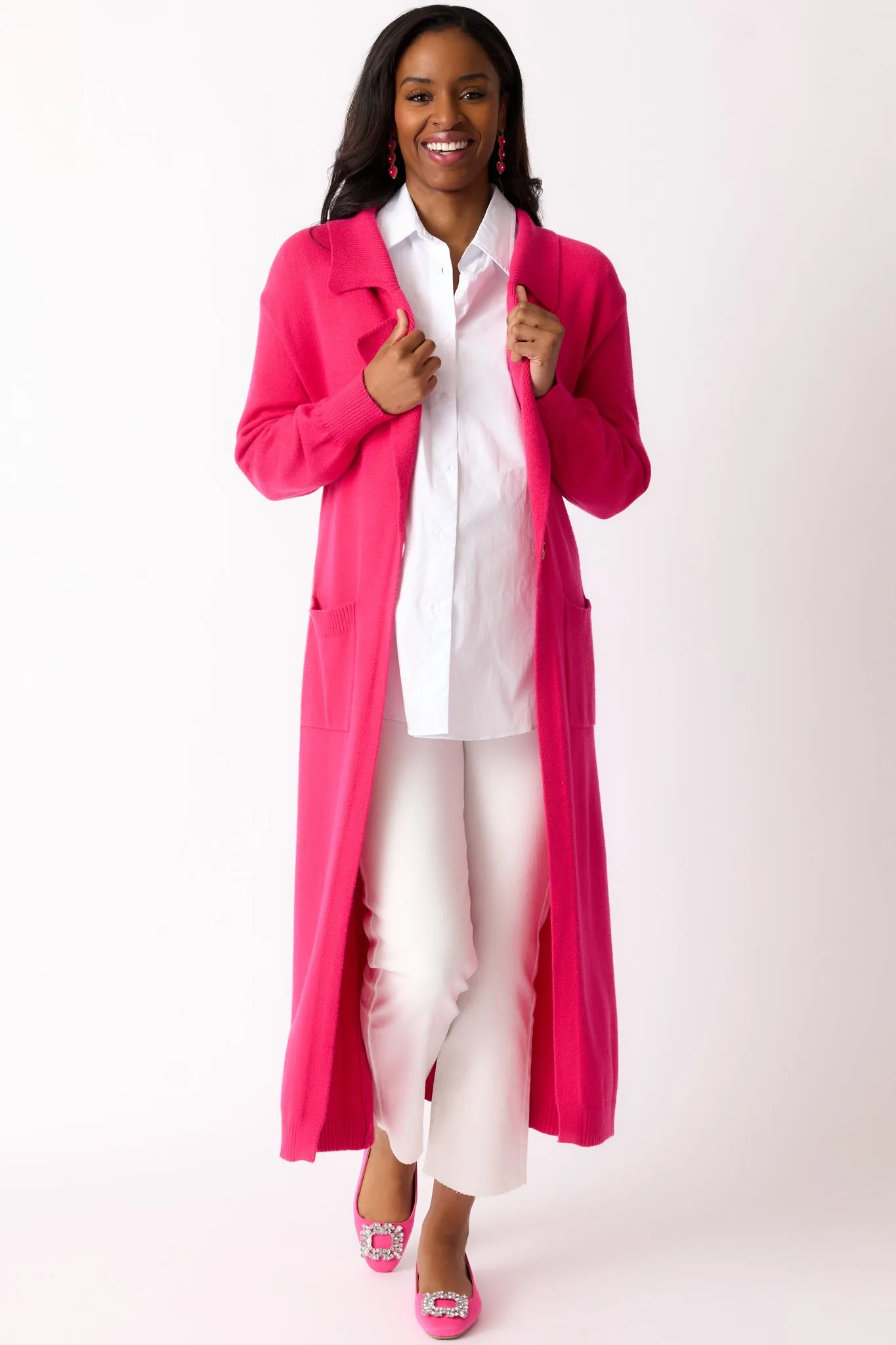 Shopping Around Hot Pink Longline Cardigan