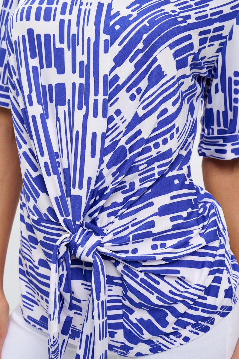 SHORT SLEEVE SCOOP NECK SIDE TIE FRONT