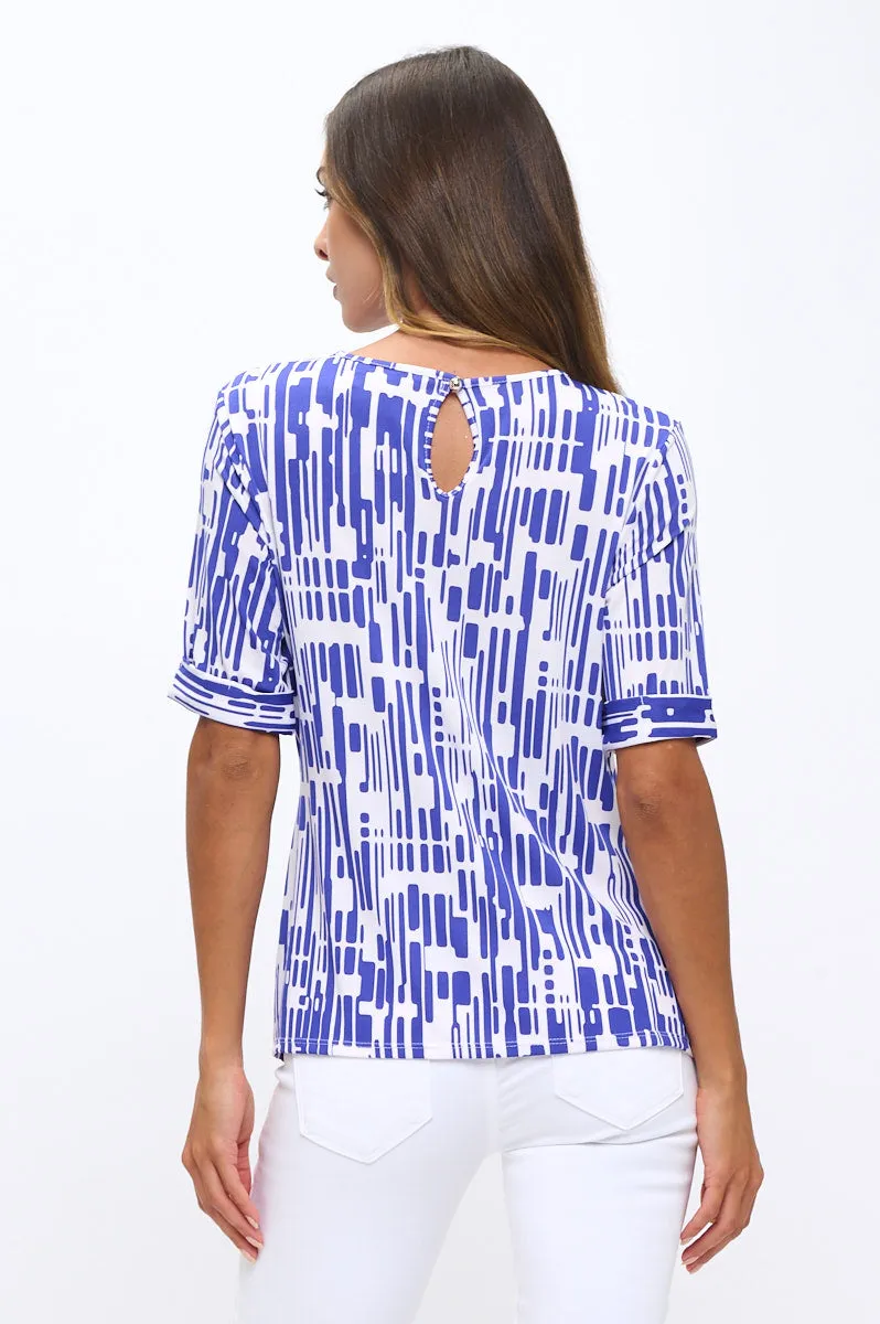 SHORT SLEEVE SCOOP NECK SIDE TIE FRONT