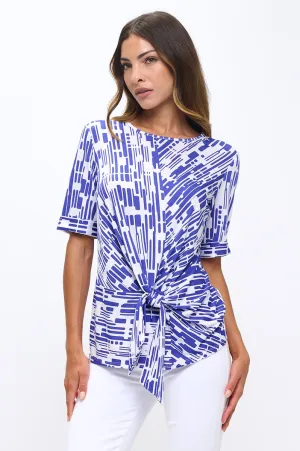 SHORT SLEEVE SCOOP NECK SIDE TIE FRONT