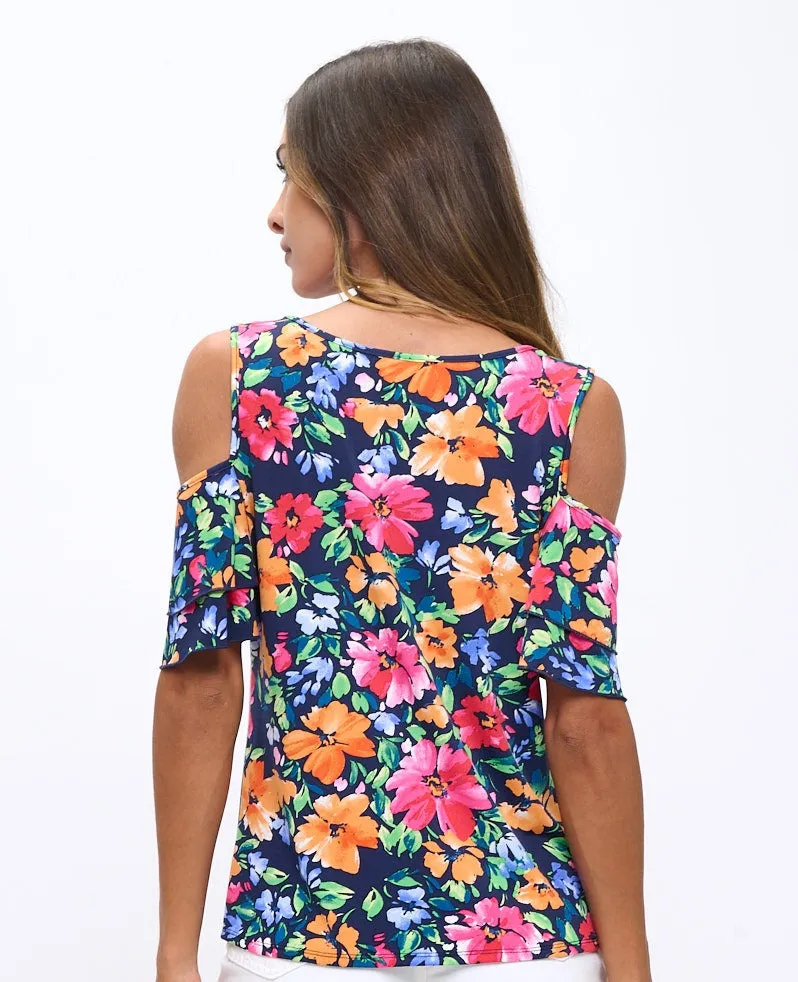 SHORT SLEEVE TIE FRONT COLD SHOULDER