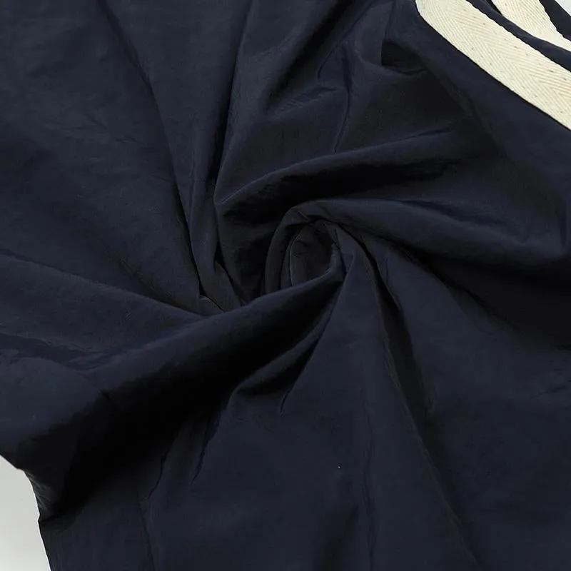 Side Stripe Track Pants Contrast Paneled Drawstring Elastic Waist Loose Wide Leg Trousers