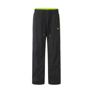 Side Stripe Track Pants Contrast Paneled Drawstring Elastic Waist Loose Wide Leg Trousers