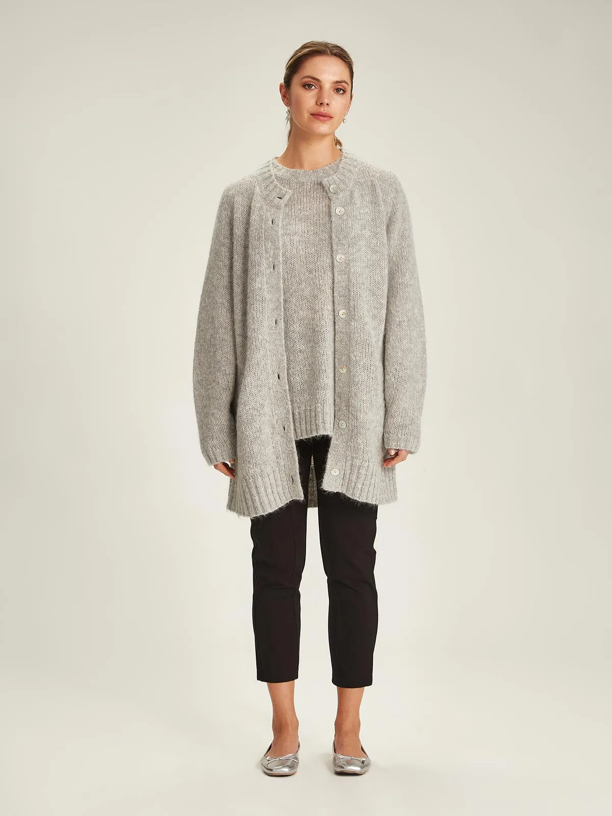 Sills Elk Cardigan - Silver Birch