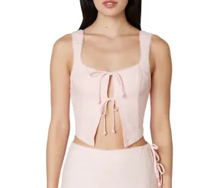 Sleeveless Linen Tie Front Corset Top