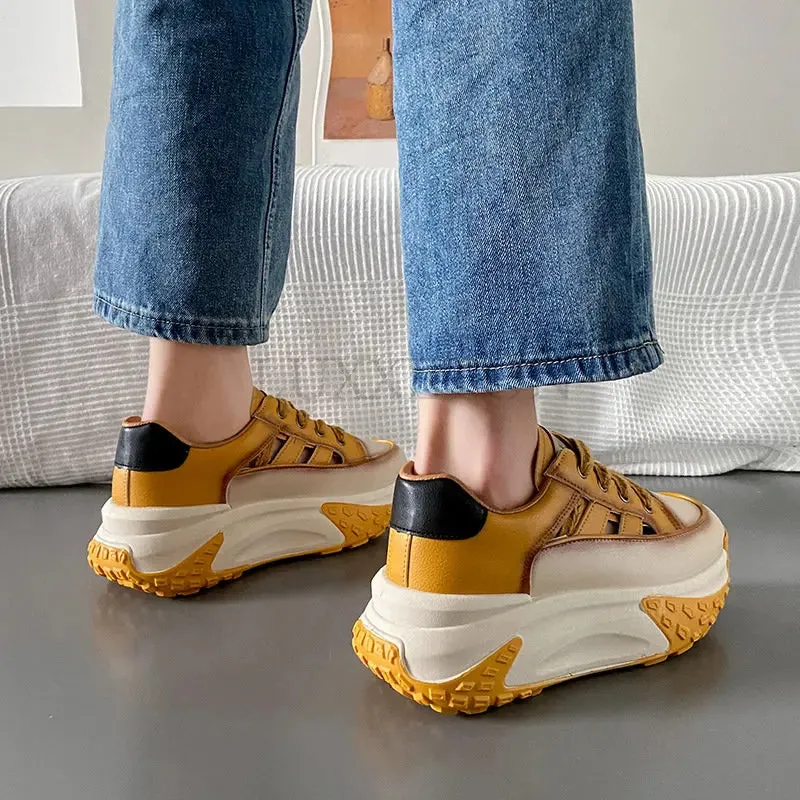 Sneakers Women Lady Lace Up Sport Breathable Casual Shoes Platform Woman Lady Running Flat Sneakers Height Increasing Shoes
