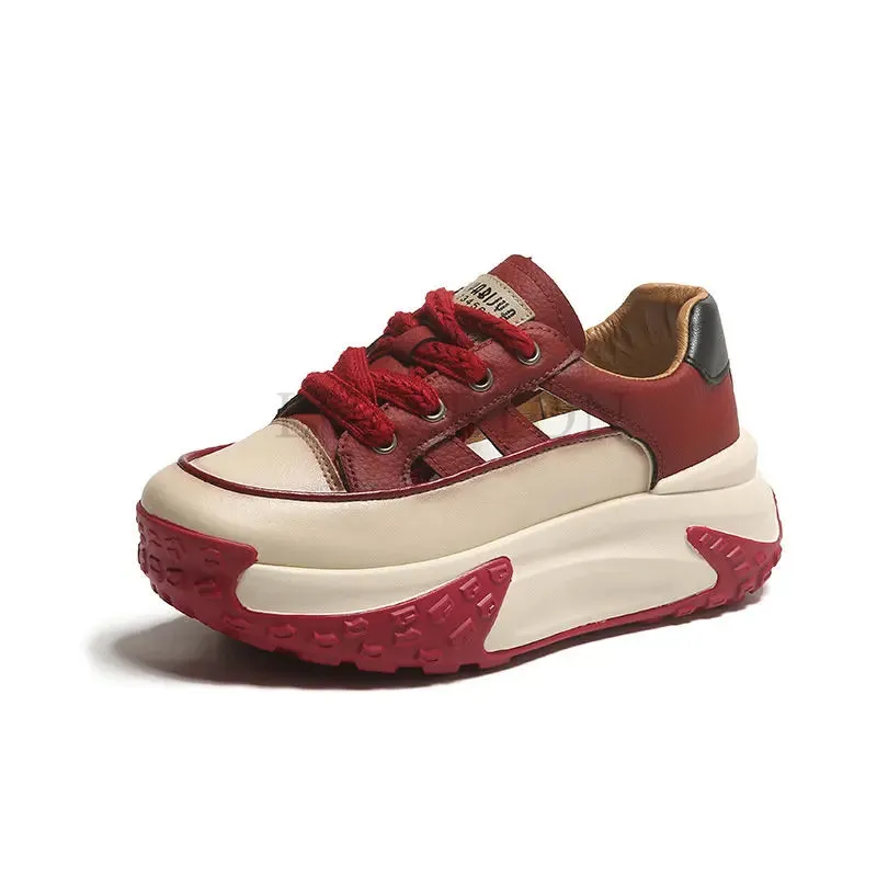 Sneakers Women Lady Lace Up Sport Breathable Casual Shoes Platform Woman Lady Running Flat Sneakers Height Increasing Shoes