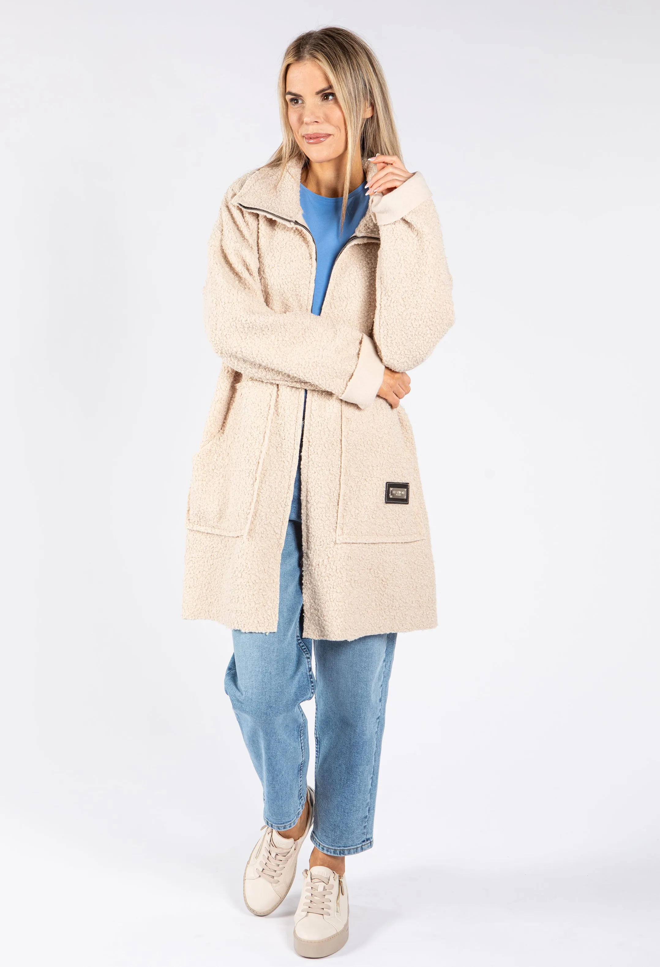 Soft Boucle Zip Up Coatigan