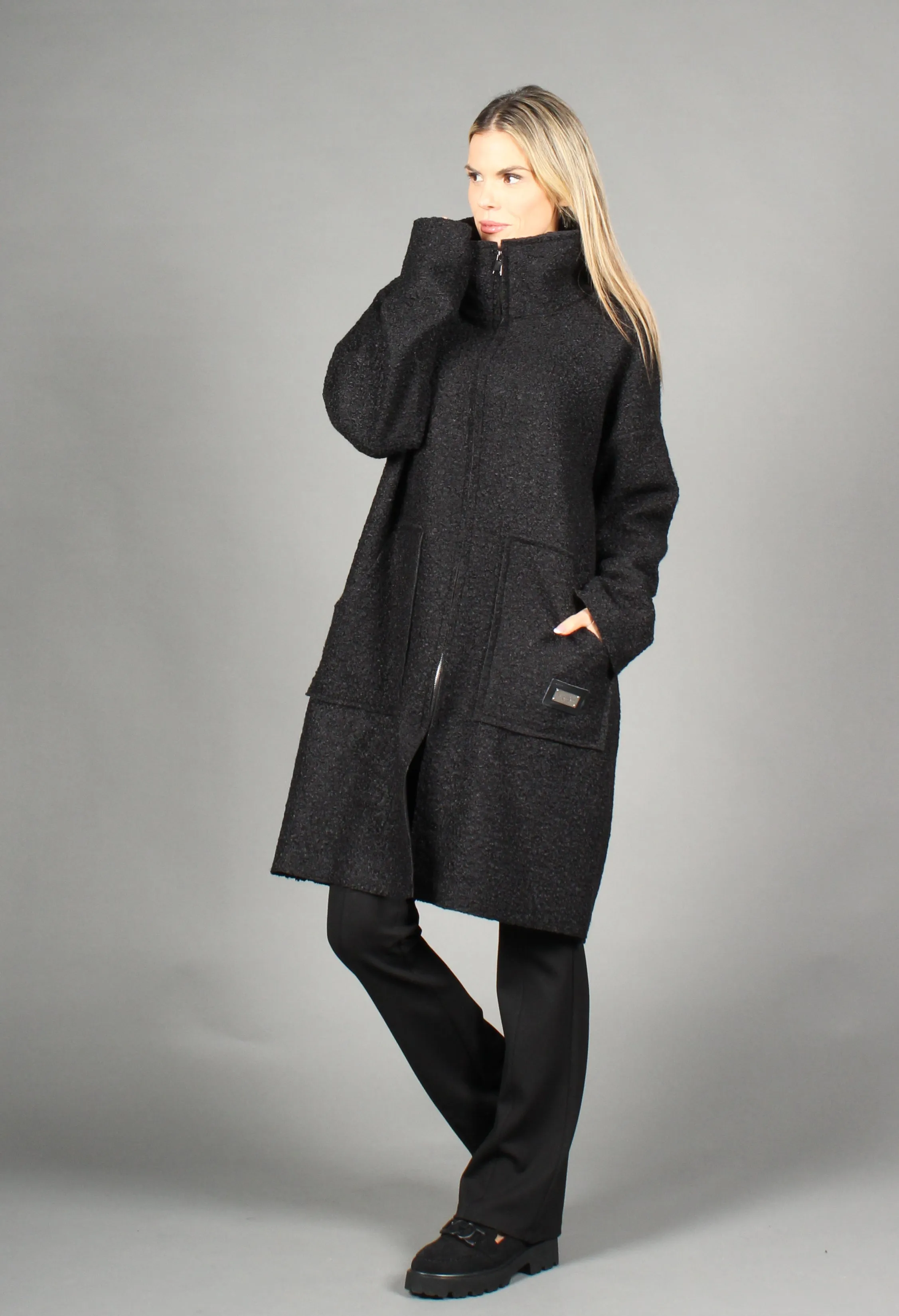 Soft Boucle Zip Up Coatigan