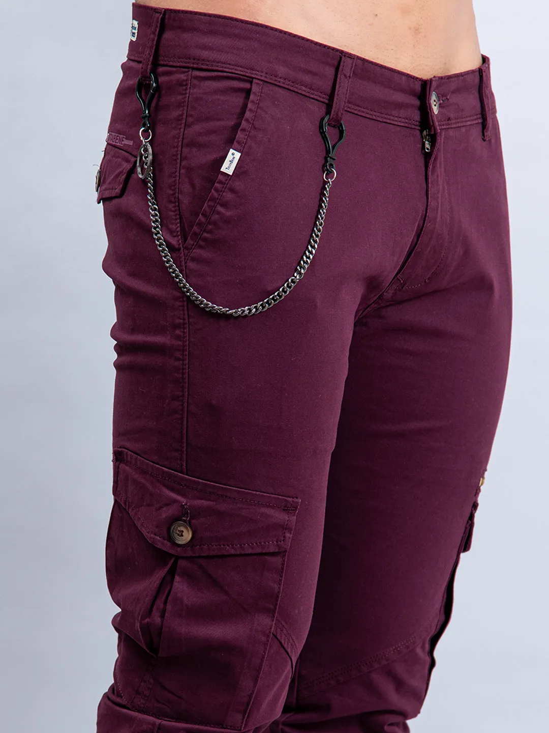 Solid Burgandy Cargo Pants