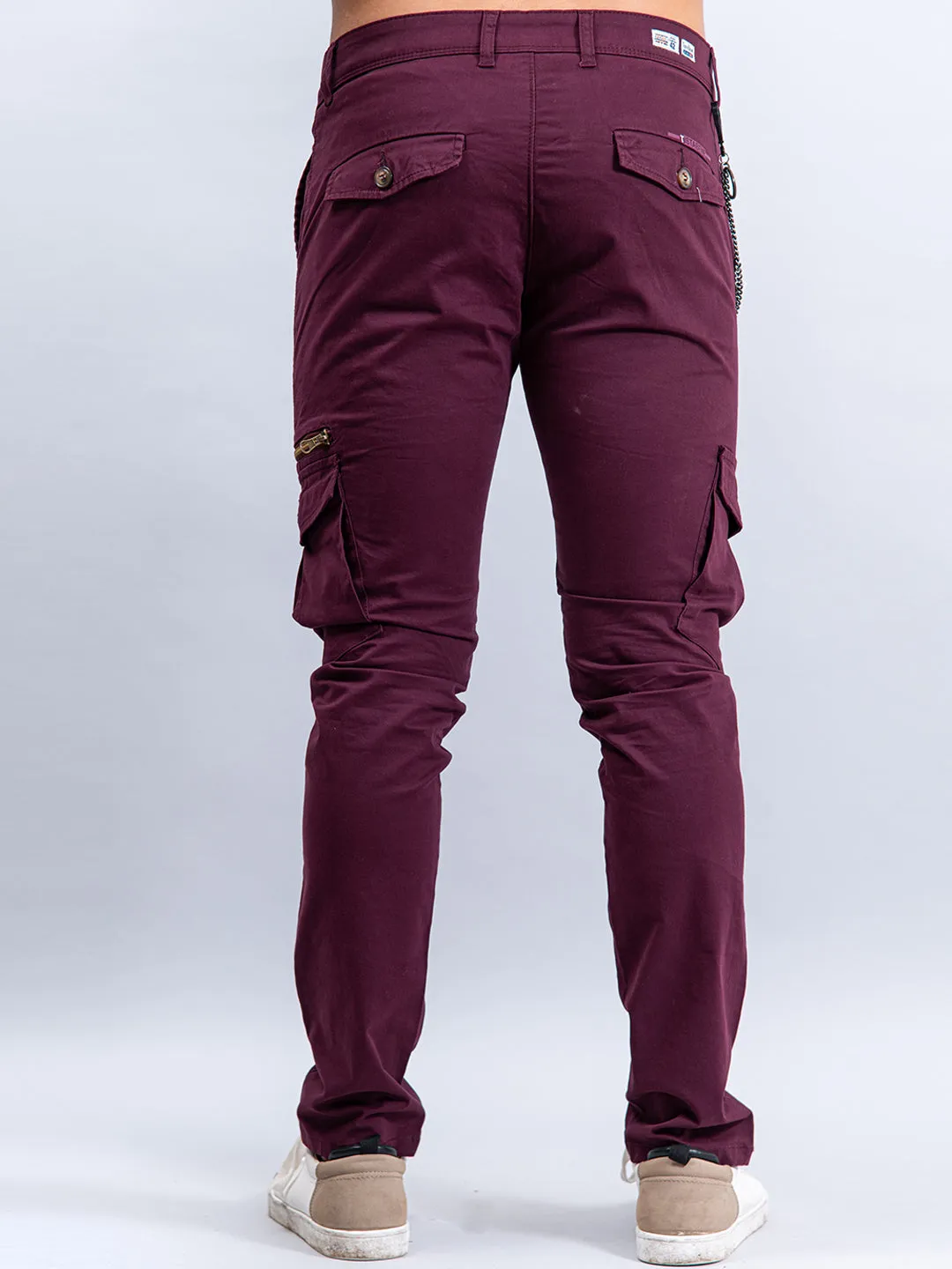 Solid Burgandy Cargo Pants