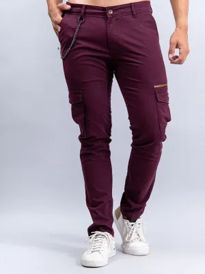 Solid Burgandy Cargo Pants