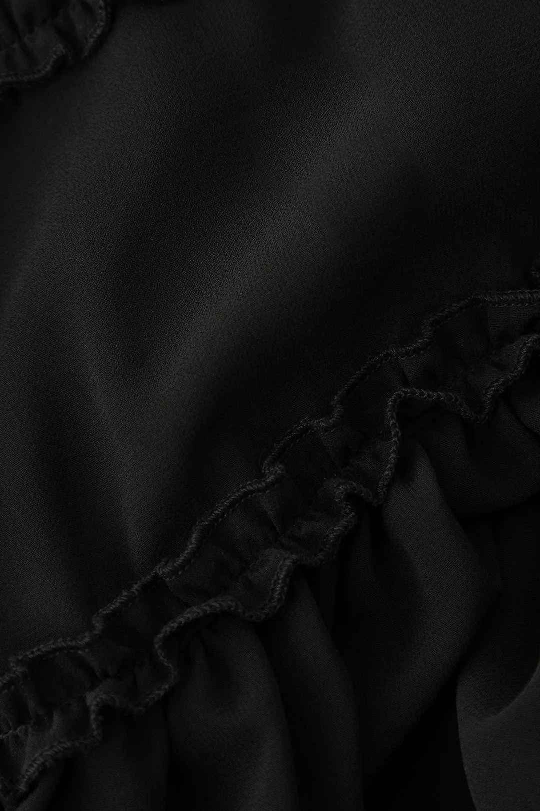 Solid Color Tie Front Sheer Ruffle Cami Top 