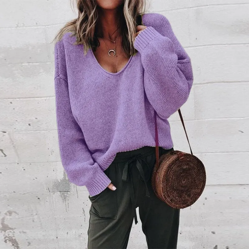 Sophie | Women Chic V-Neck Oversized Pullover | Warm