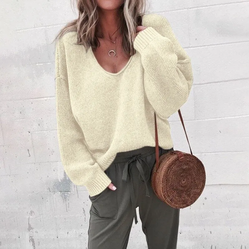 Sophie | Women Chic V-Neck Oversized Pullover | Warm