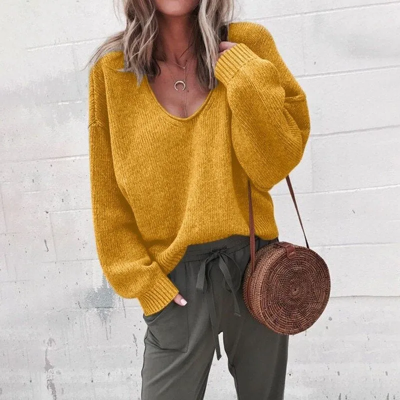 Sophie | Women Chic V-Neck Oversized Pullover | Warm