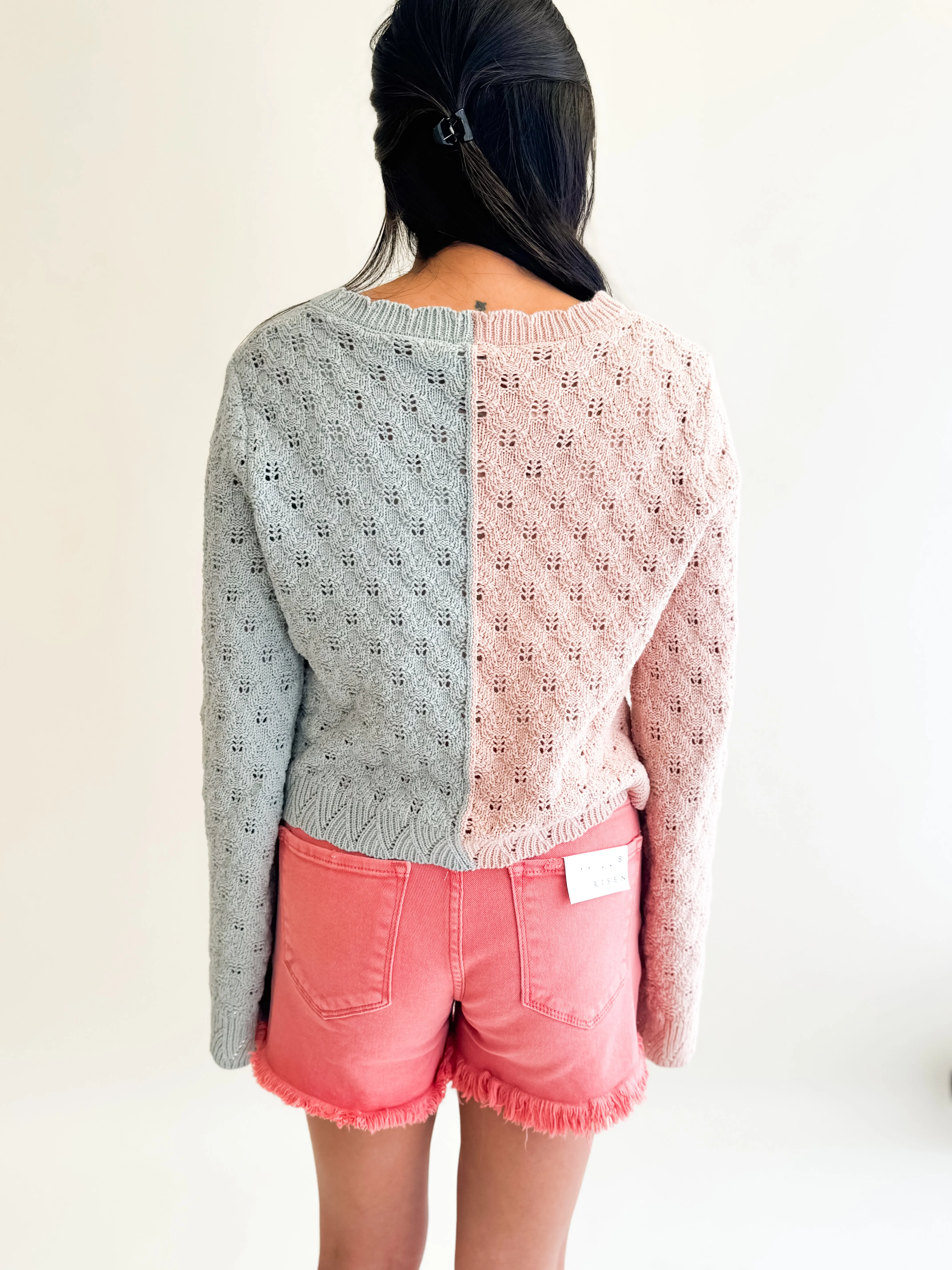Split Tone Scallop Cardigan
