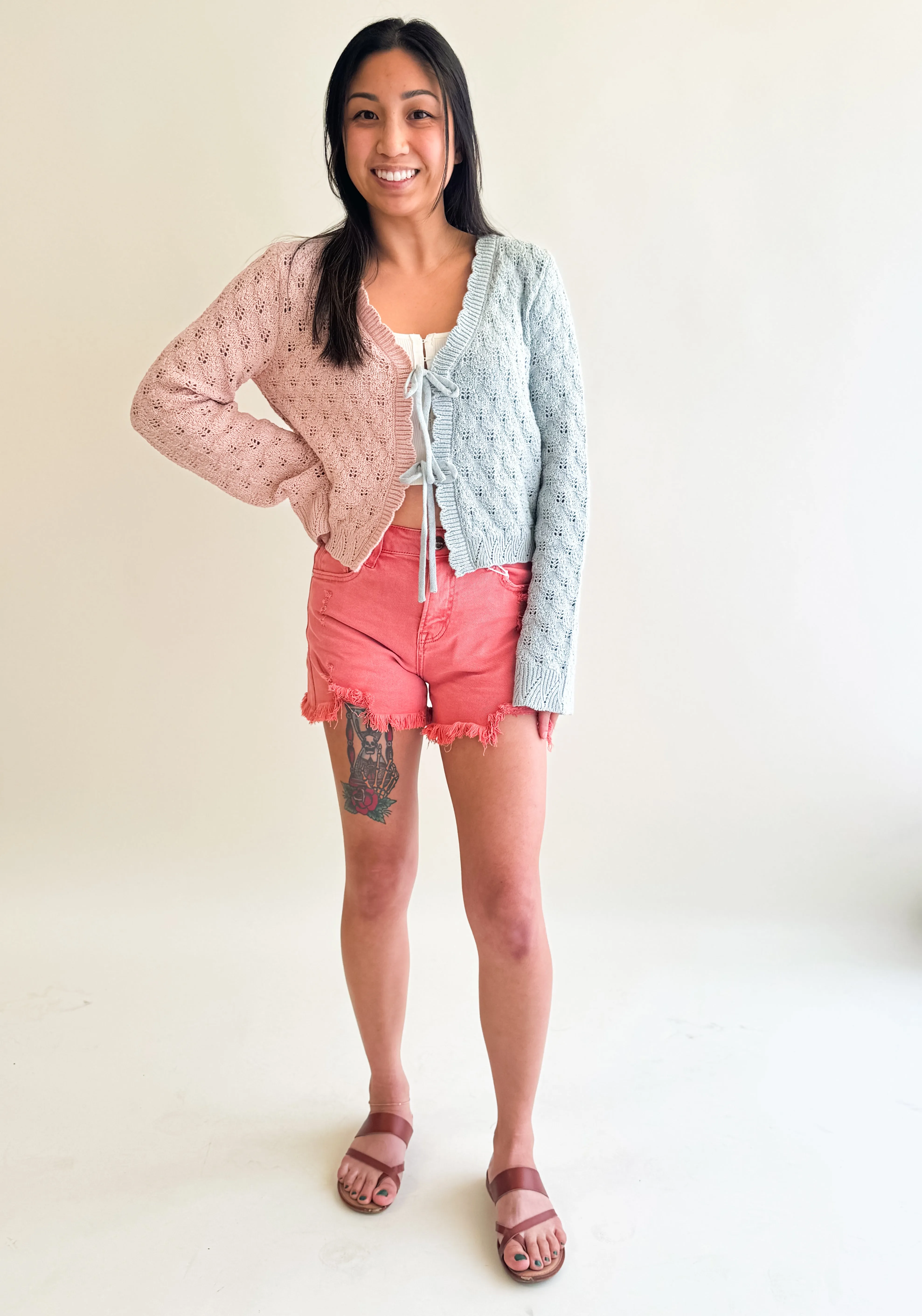 Split Tone Scallop Cardigan