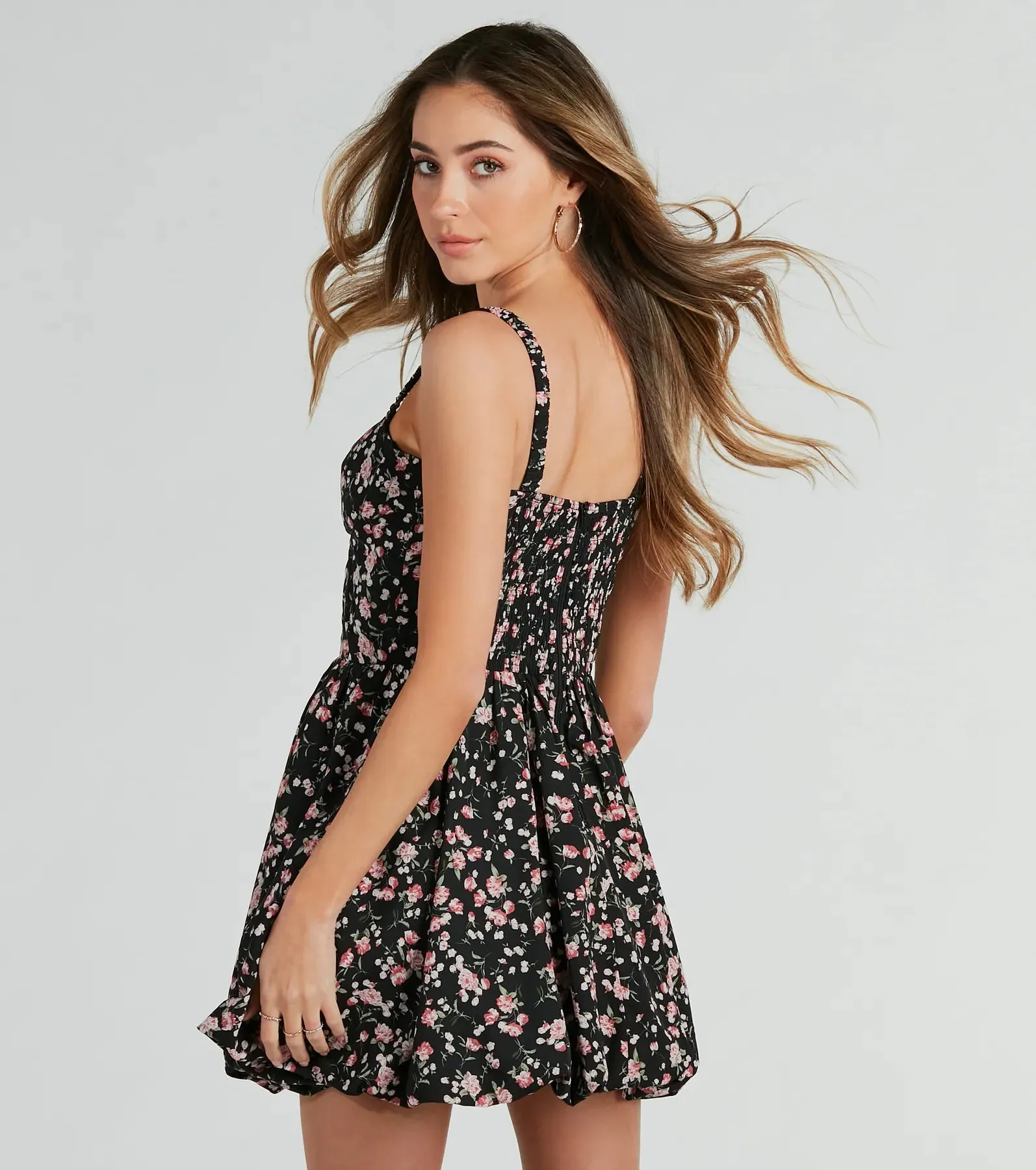 Spring Has Sprung Floral Bubble Hem Skater Dress