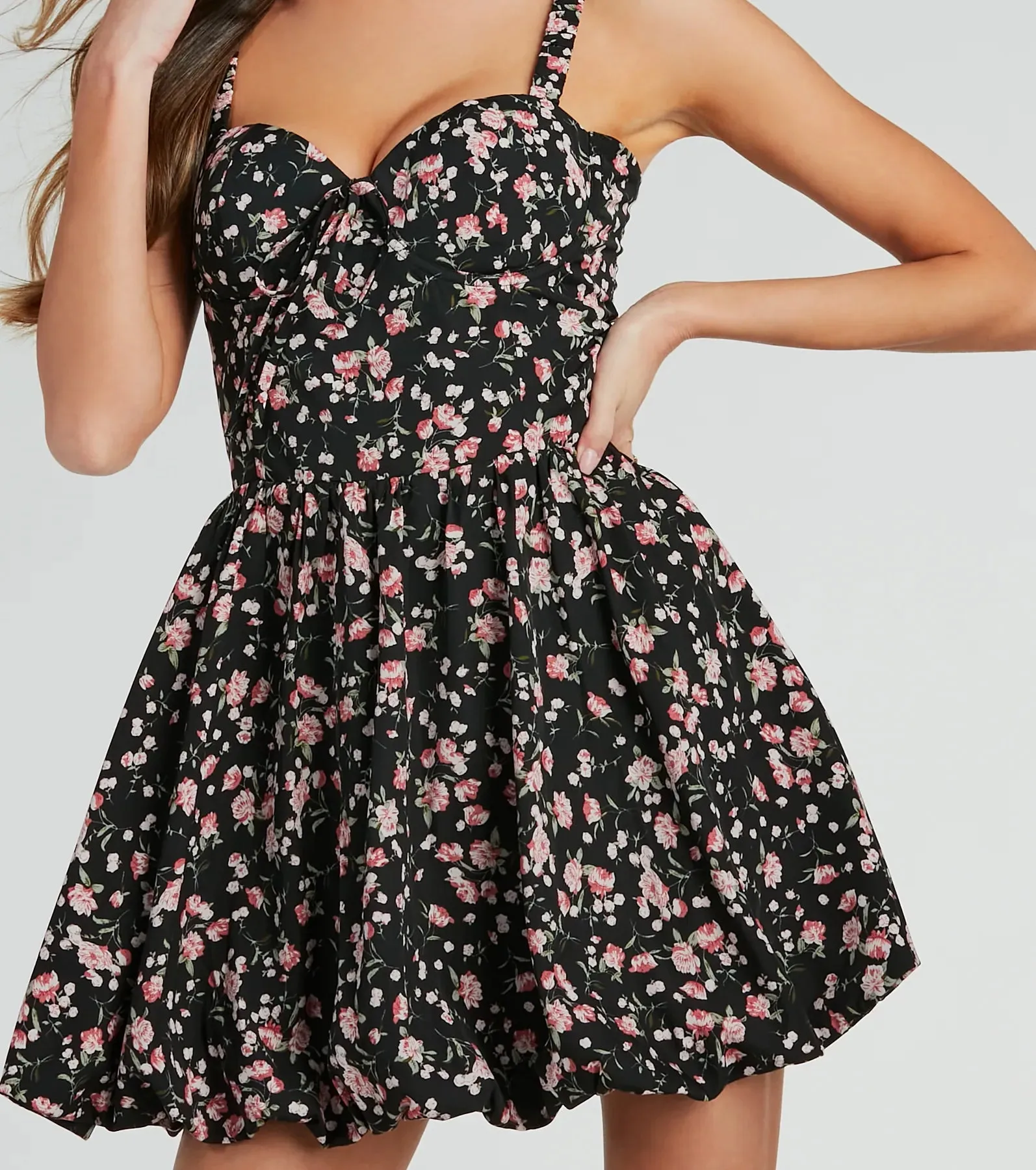 Spring Has Sprung Floral Bubble Hem Skater Dress