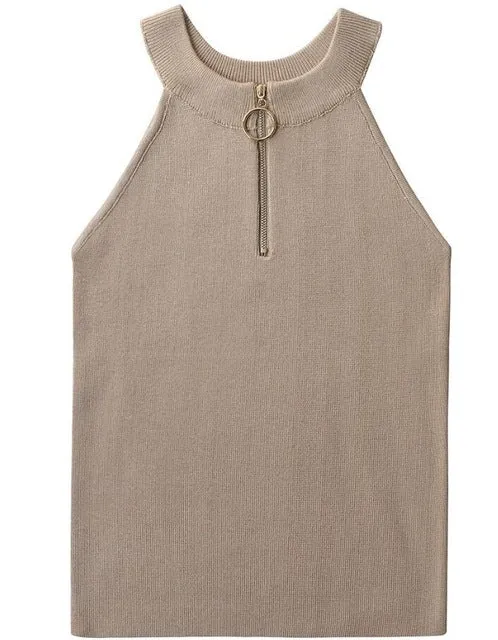 Spring Summer Slim Knitting Off-Shoulder Tank Crop Tops