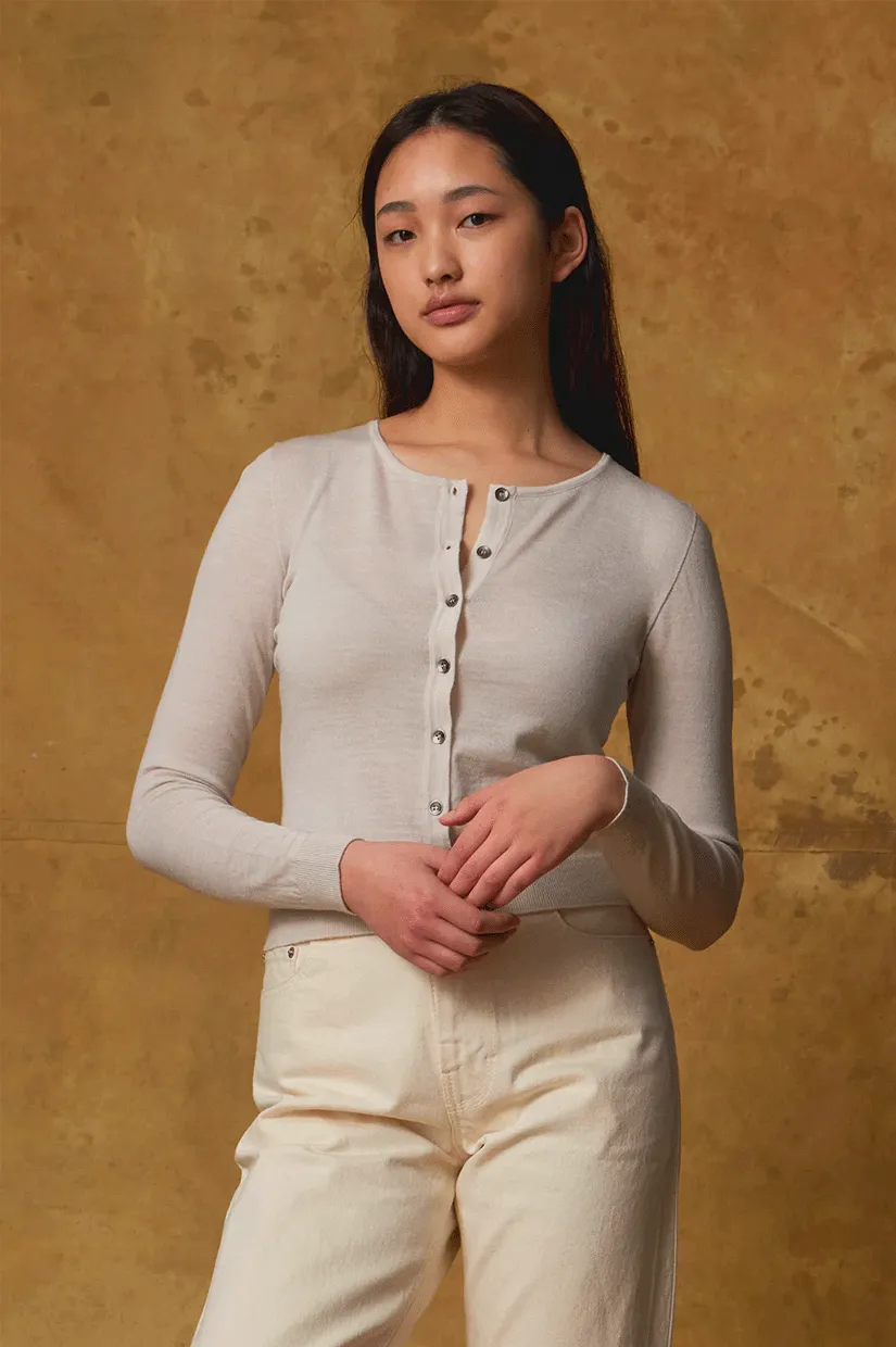 Standard Issue Merino Crop Crew Cardi - Alabaster