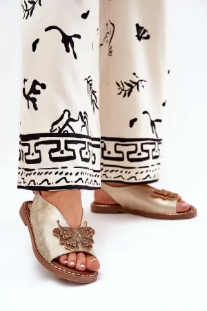 Step in Style Beige Suede Ankle Strap Sandals with Butterfly Decoration