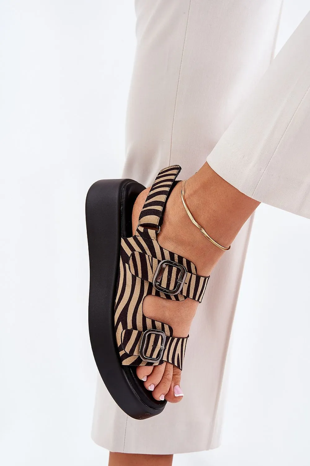 Step in Style Buskin Brown Platform Wedge Sandals