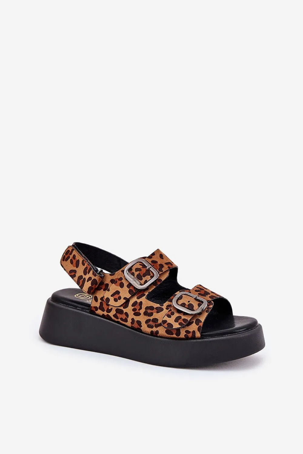 Step in Style Buskin Leopard Print Platform Wedge Sandals