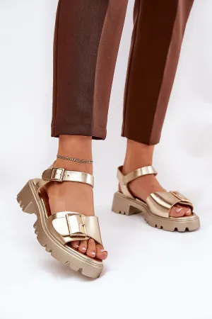Step in Style Eco Leather Gold Buckle Sandals