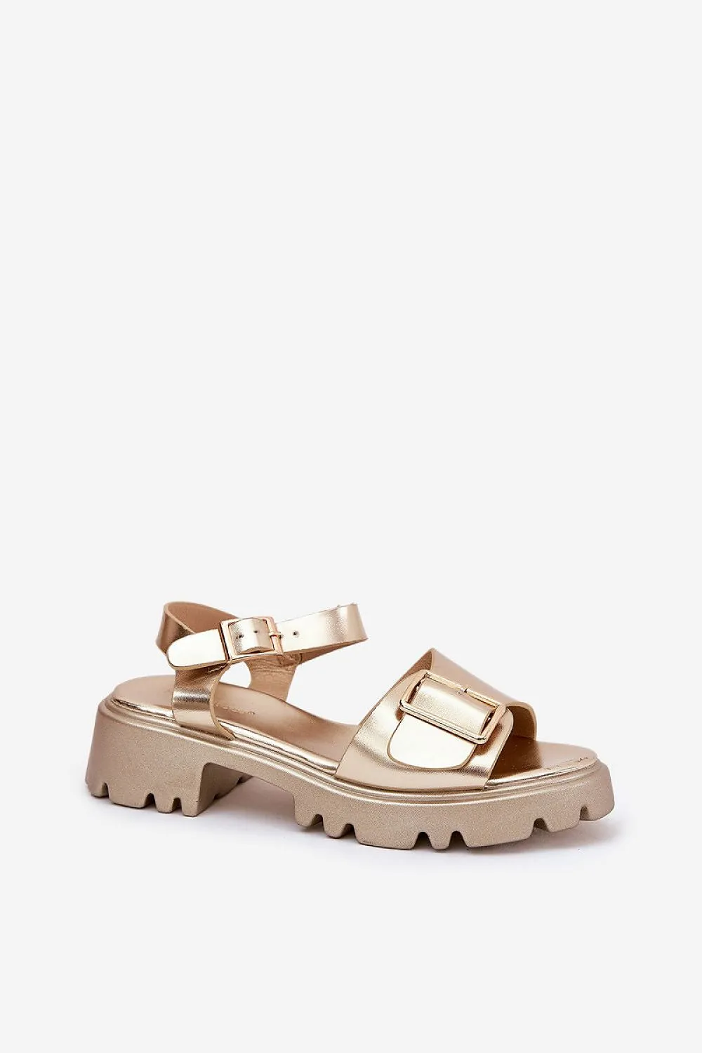 Step in Style Eco Leather Gold Buckle Sandals