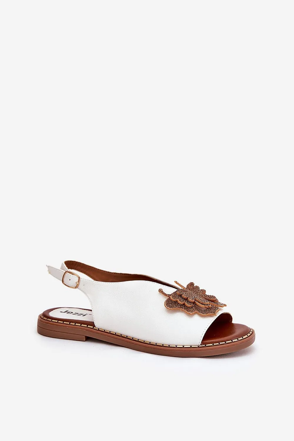 Step in Style White Suede Ankle Strap Sandals with Butterfly Decoration