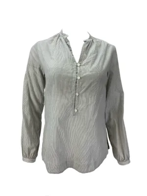 STEVEN ALAN Women's Gray Long Sleeve Striped Button Front Blouse Sz P NWT