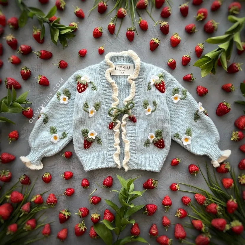 Strawberries Cardigan | Blue