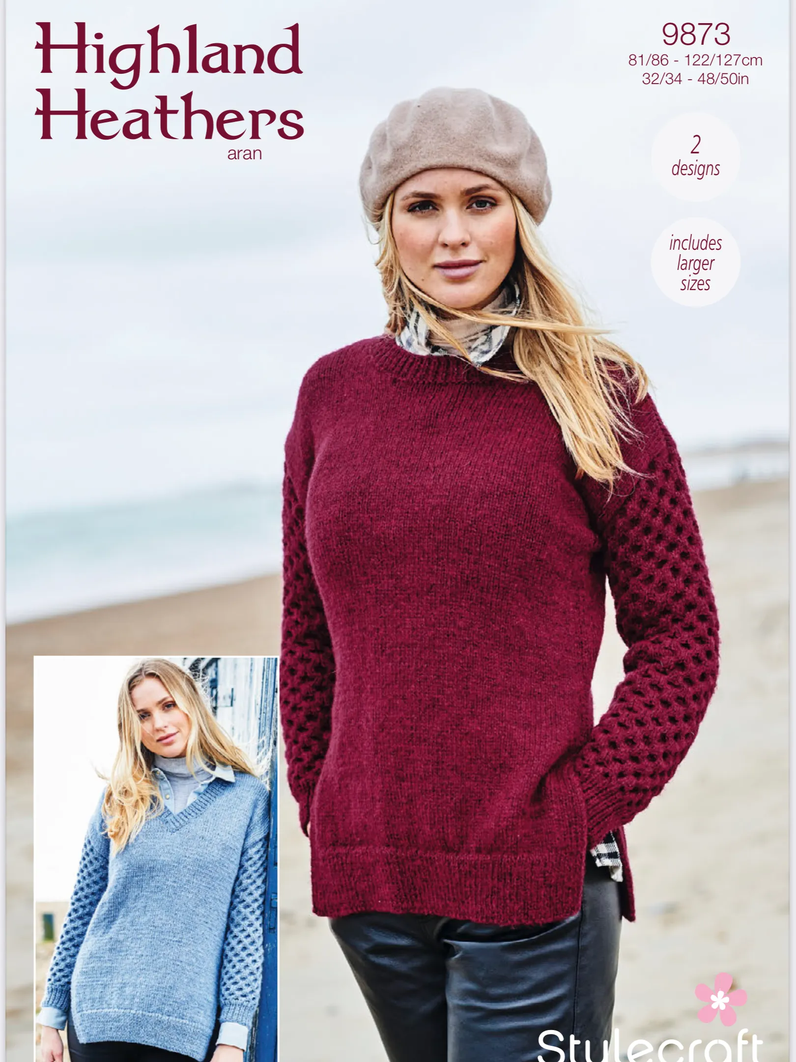 Stylecraft Highland Heathers Aran Ladies Sweater Knitting Pattern 9873