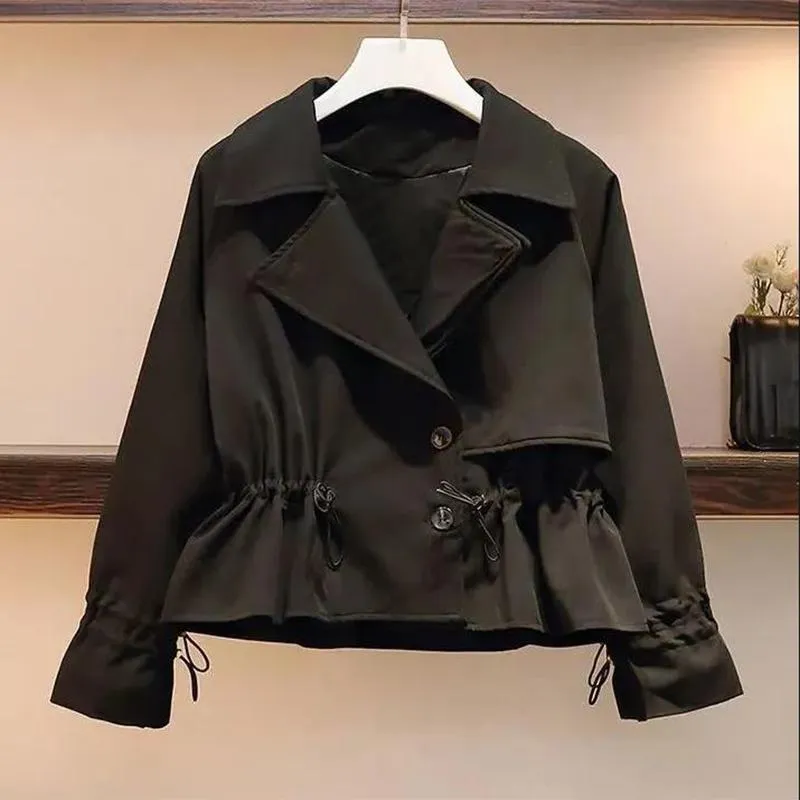 Suit Short Jacket Windbreaker Women's Jacket Plus Size Women's Fat Slim Vest Skirt Two-piece Suit Spring and Autumn