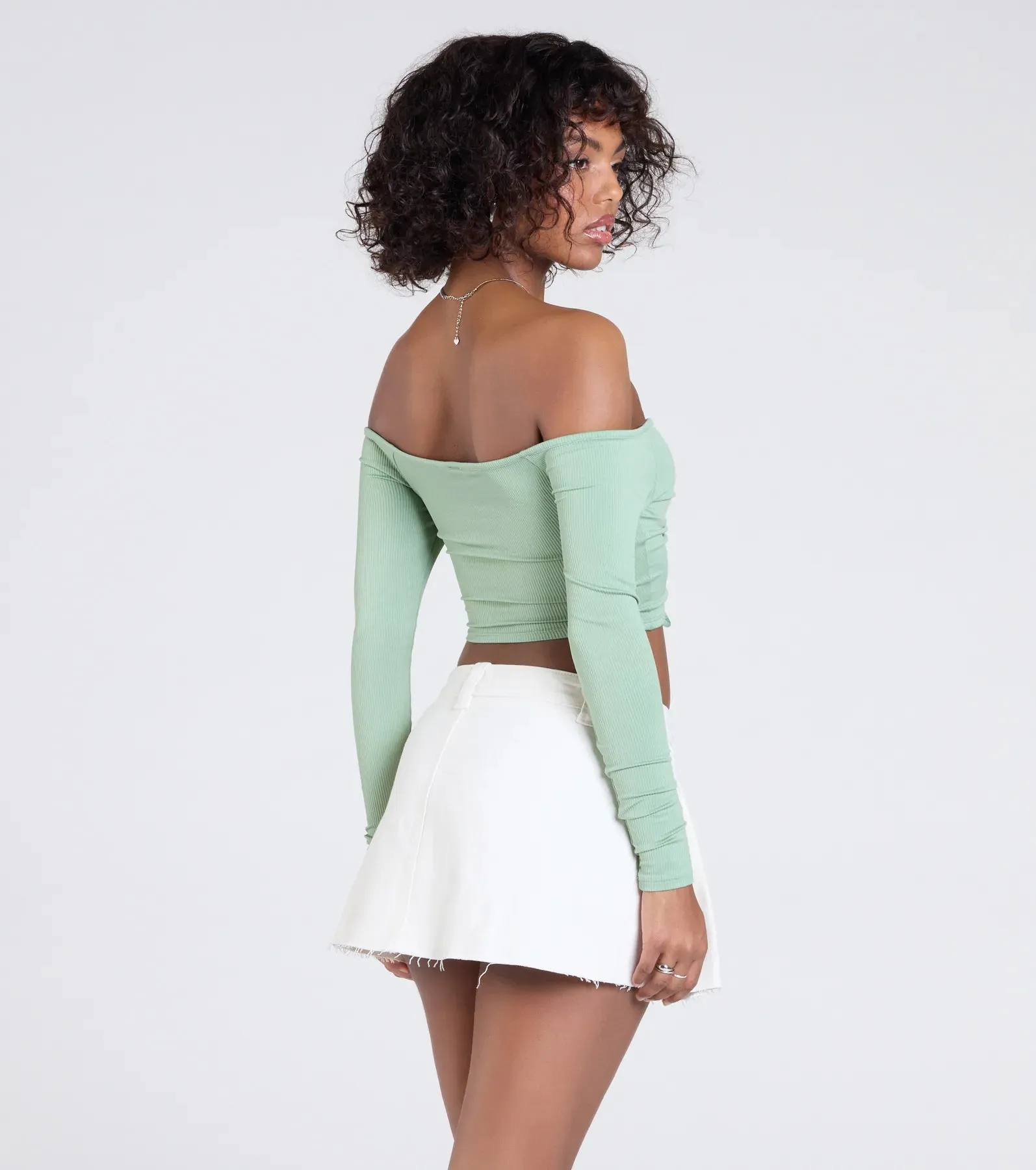 Sultry Perception Off-The-Shoulder Crop Top