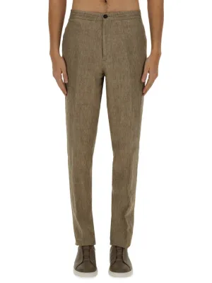 Tailored Brown Linen Jogger Pants