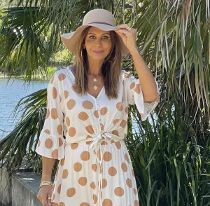 Tami Top - Tan Polka Dot