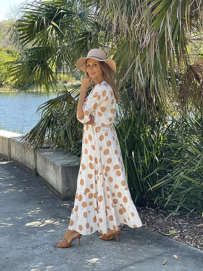 Tami Top - Tan Polka Dot
