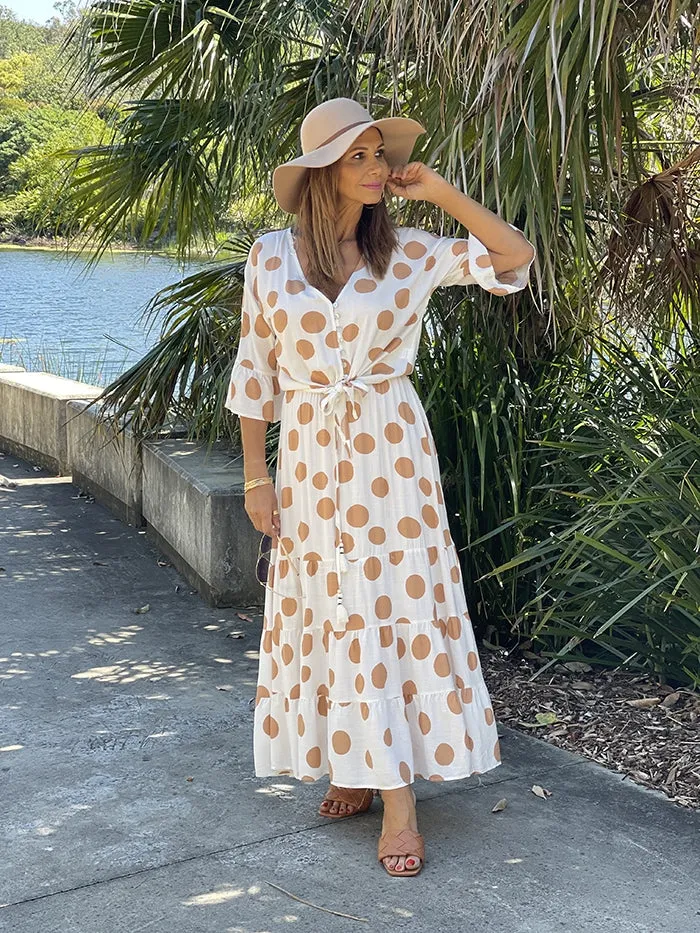 Tami Top - Tan Polka Dot