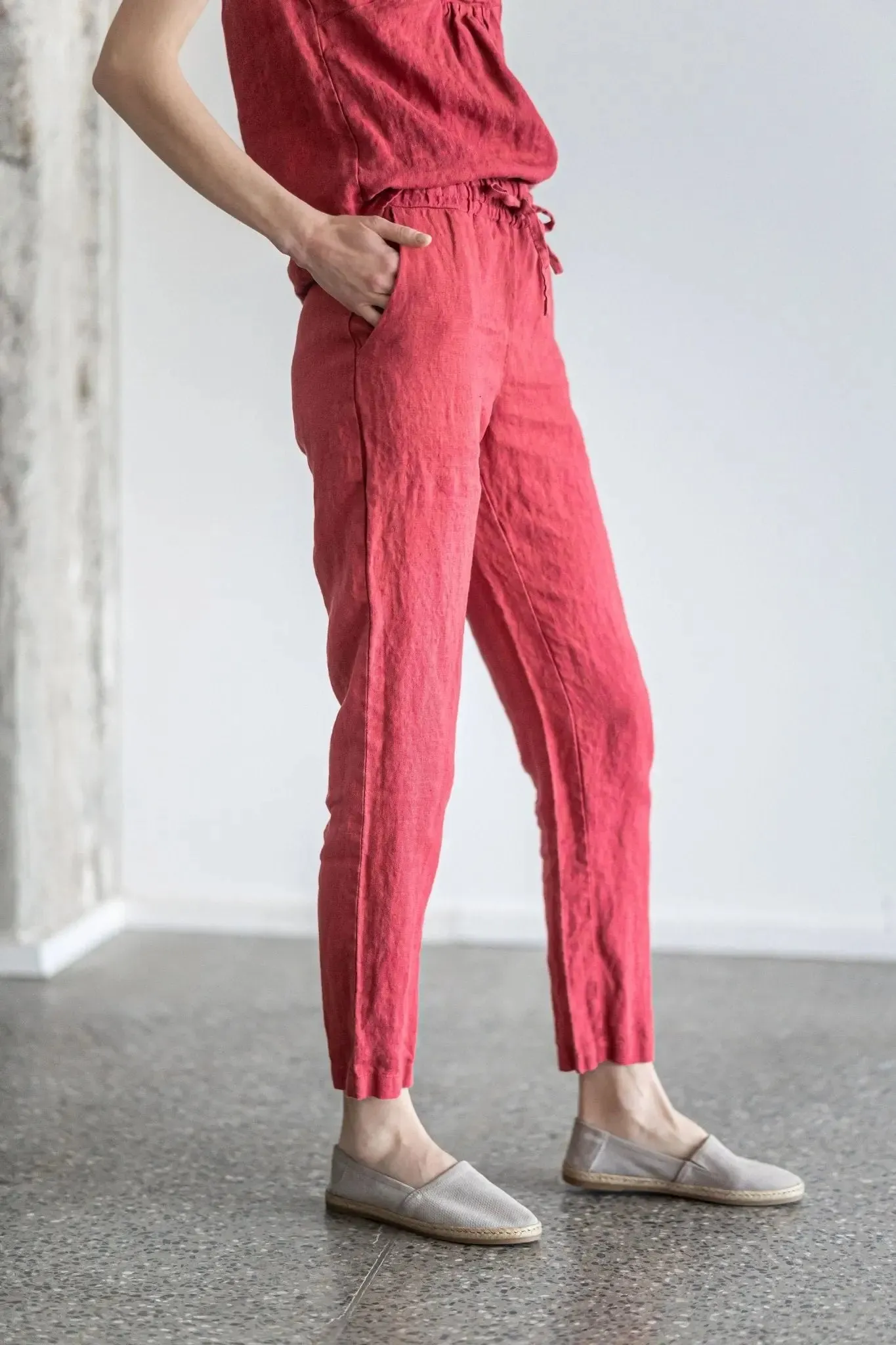 Tapered Linen Pants Comfort