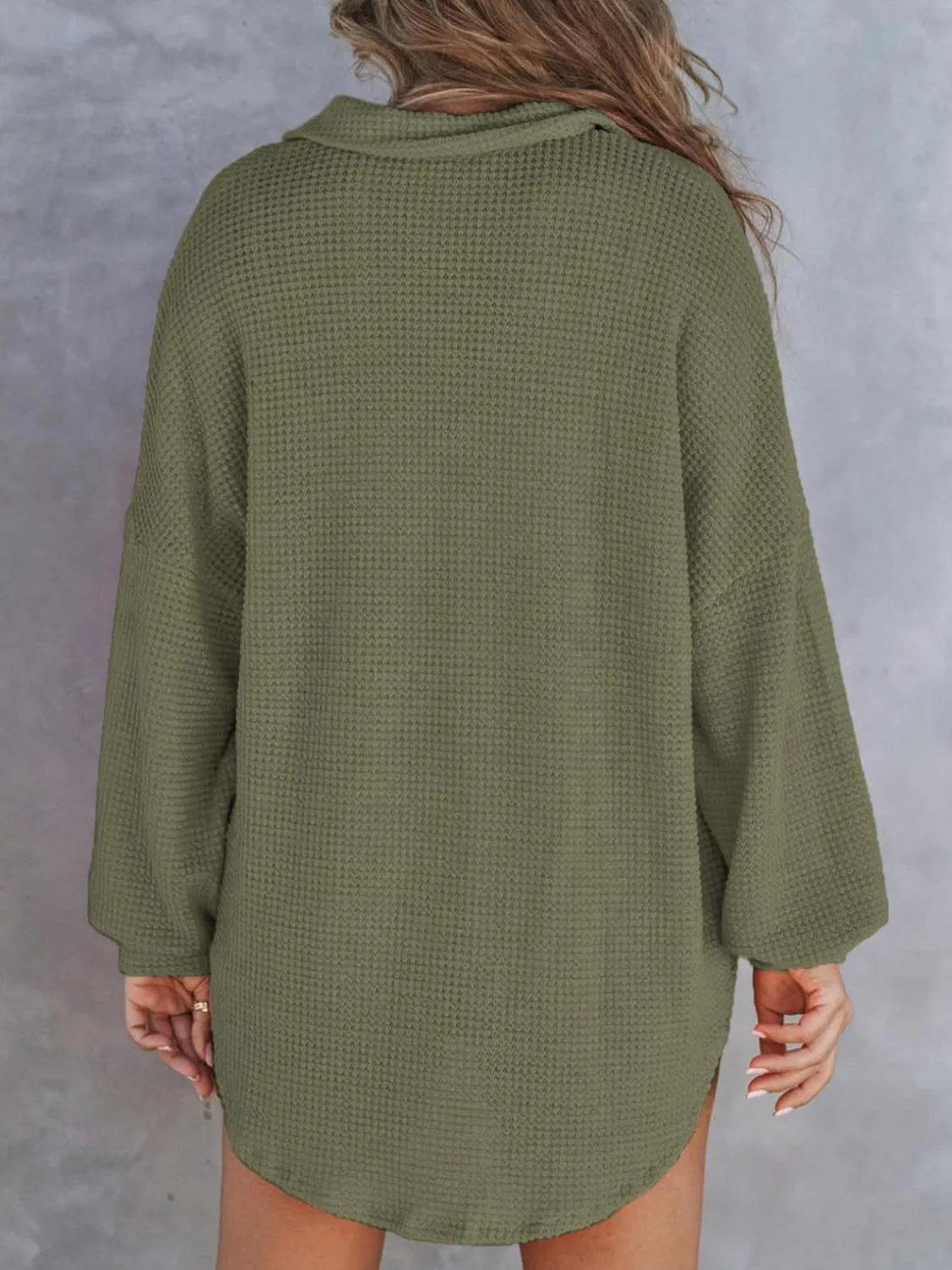 Tasha Waffle-Knit Dropped Shoulder Long Sleeve