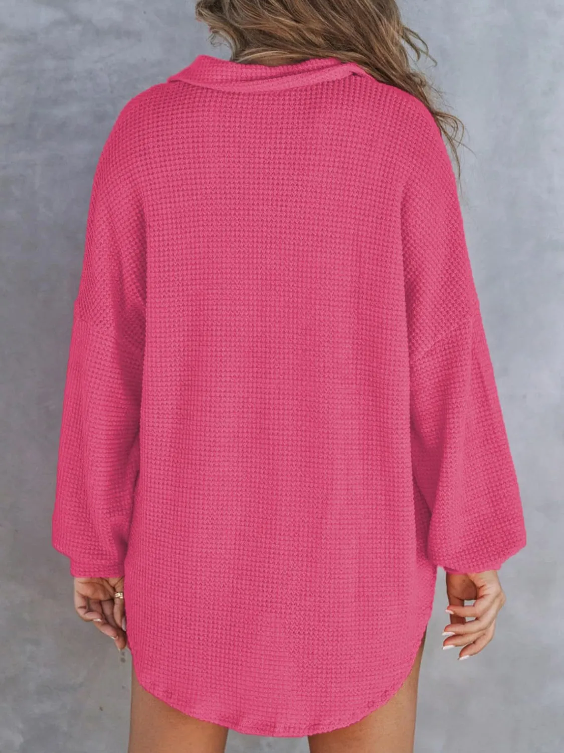 Tasha Waffle-Knit Dropped Shoulder Long Sleeve