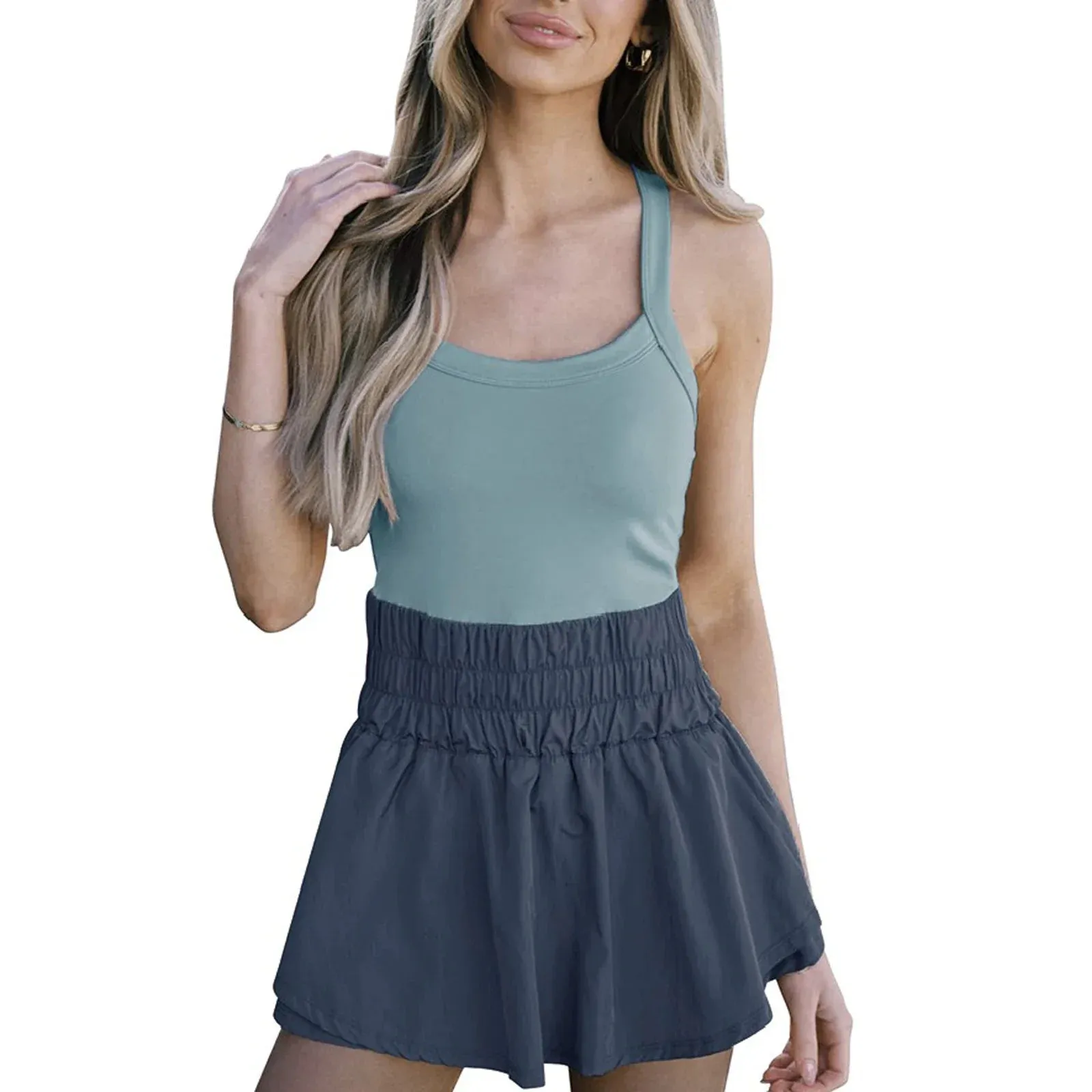 Tennis Dress Skorts Underneath Solid Color Sleeveless Athletic Dresses Workout Golf Dress Streetwear Y2k