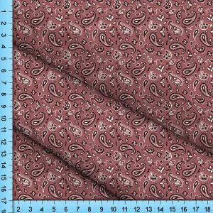 Terra Cotta Paisley Bandana Fabric, Pastel Printed Cloth By the Yard