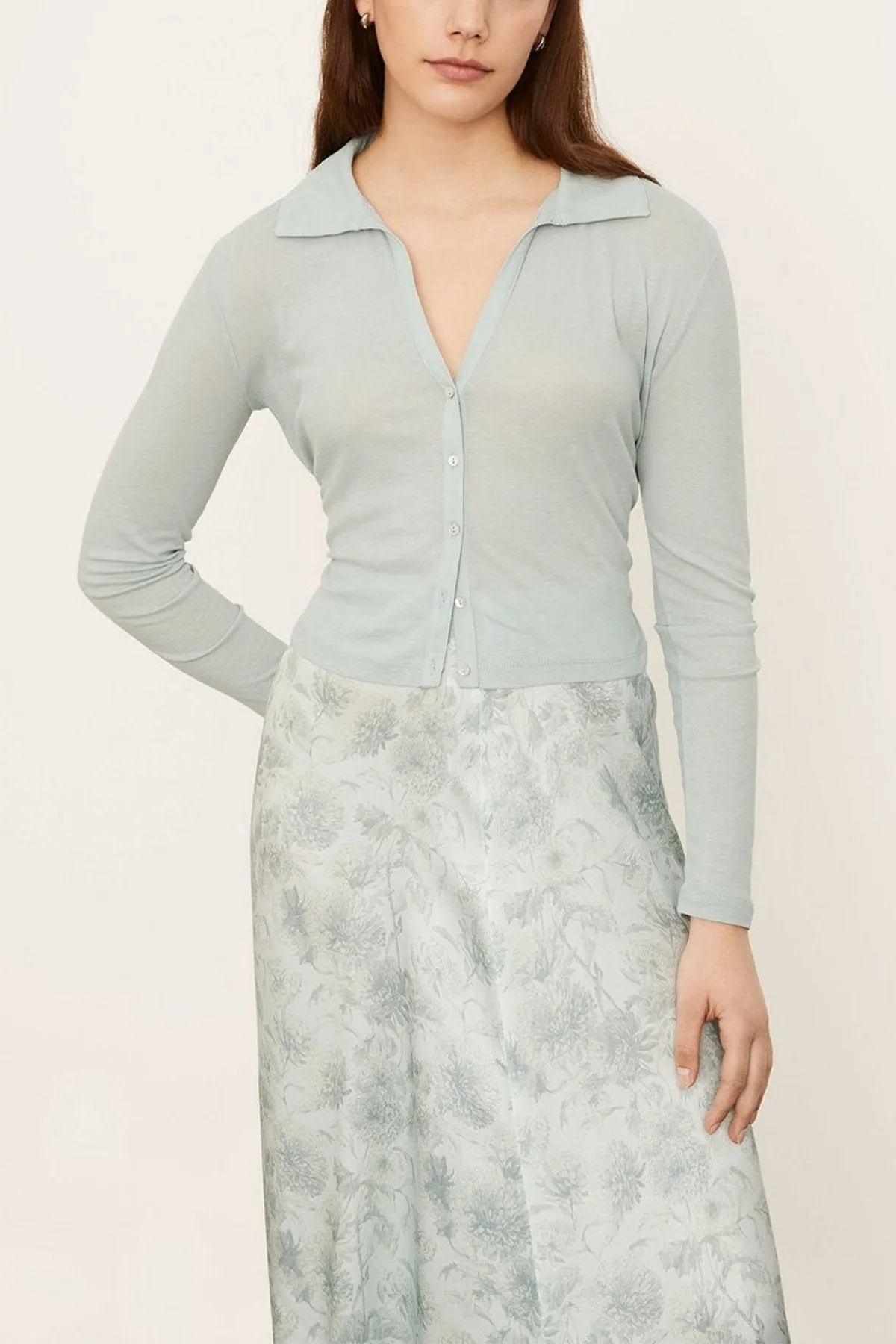 Tie Back Cardigan in Pale Bay