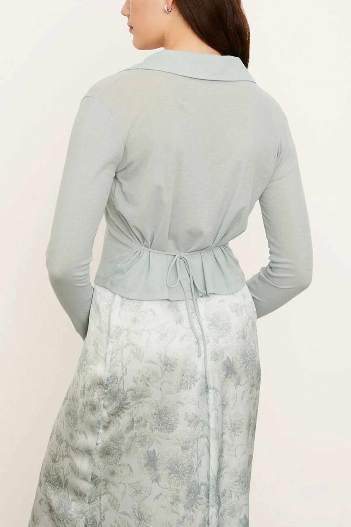 Tie Back Cardigan in Pale Bay