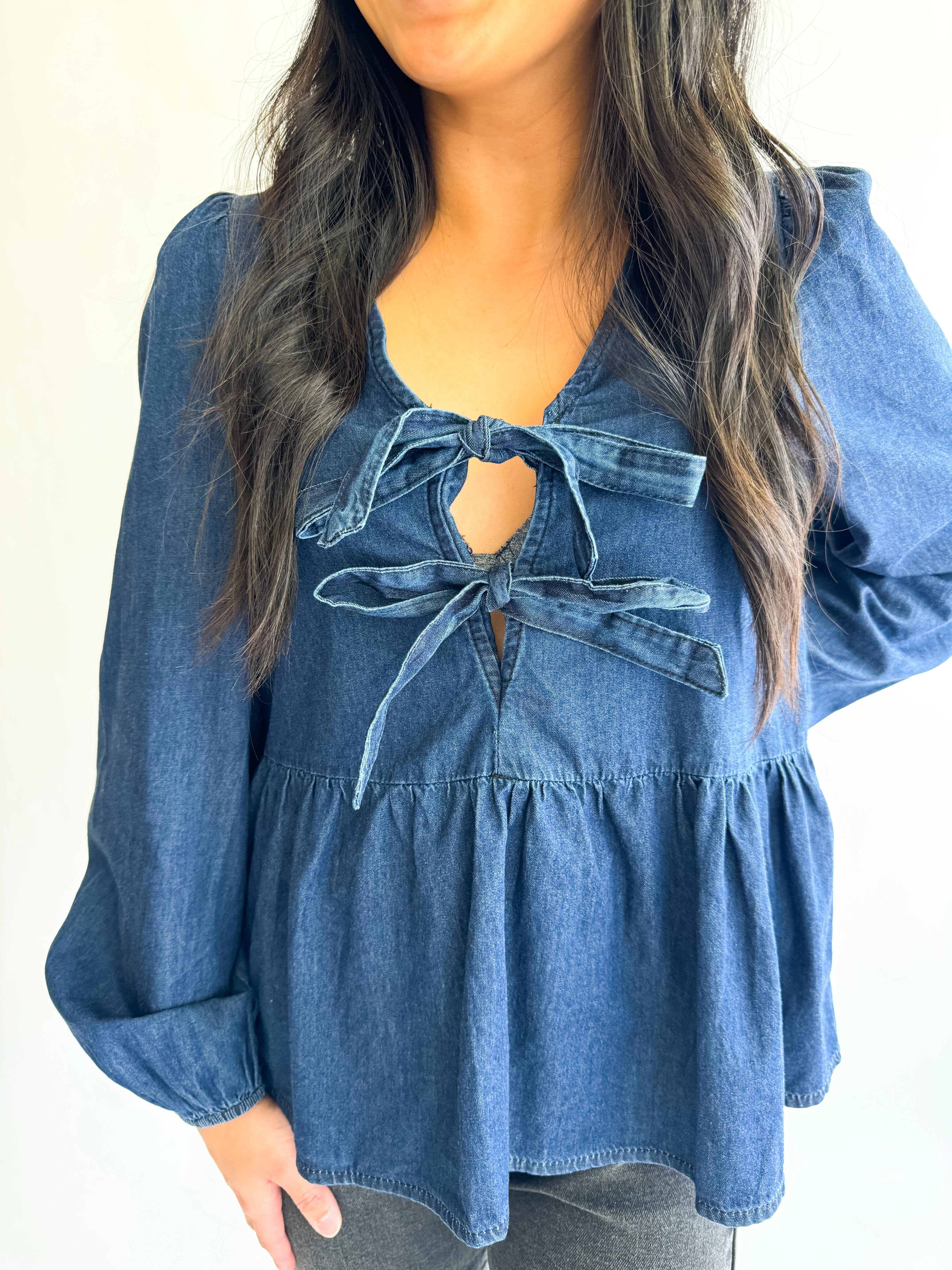 Tie Front Peplum Blouse