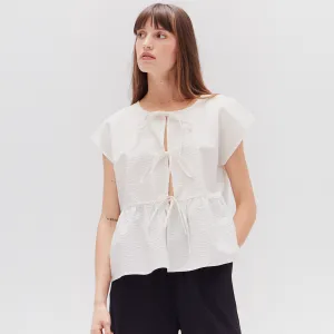 Tie Front Seersucker Top